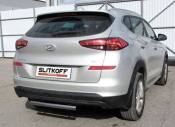 Защита заднего бампера Slitkoff (Turbo, короткая, d57) Hyundai (Хюндаи) Tucson (Туссон)  TL (2018-2021) TL рестайлинг