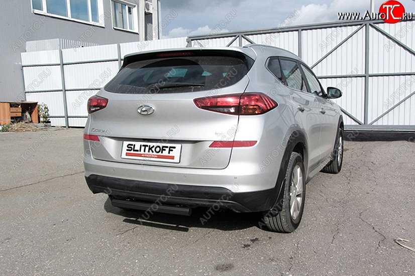 5 599 р. Защита заднего бампера Slitkoff (d57 мм)  Hyundai Tucson  TL (2018-2021) рестайлинг (Сталь с полимерным покрытием. Цвет: чёрный )  с доставкой в г. Горно‑Алтайск