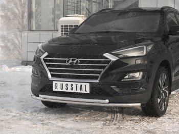 18 999 р. Защита переднего бампера (2 трубы Ø42 мм, нержавейка) SLITKOFF Hyundai Tucson TL рестайлинг (2018-2021)  с доставкой в г. Горно‑Алтайск. Увеличить фотографию 2