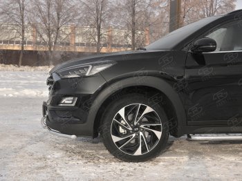 18 999 р. Защита переднего бампера (2 трубы Ø42 мм, нержавейка) SLITKOFF Hyundai Tucson TL рестайлинг (2018-2021)  с доставкой в г. Горно‑Алтайск. Увеличить фотографию 4