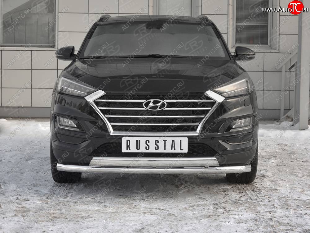 22 949 р. Защита переднего бампера (2 трубы Ø63 и 75х42 мм, нержавейка) Russtal Hyundai Tucson TL рестайлинг (2018-2021)  с доставкой в г. Горно‑Алтайск