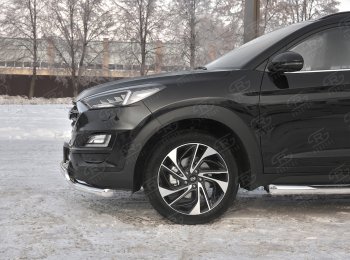 22 949 р. Защита переднего бампера (2 трубы Ø63 и 75х42 мм, нержавейка) Russtal Hyundai Tucson TL рестайлинг (2018-2021)  с доставкой в г. Горно‑Алтайск. Увеличить фотографию 3