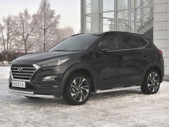 17 899 р. Защита переднего бампера (2 трубы Ø63 и 42 мм, нержавейка) SLITKOFF  Hyundai Tucson  TL (2018-2021) рестайлинг  с доставкой в г. Горно‑Алтайск. Увеличить фотографию 2