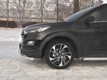 17 899 р. Защита переднего бампера (2 трубы Ø63 и 42 мм, нержавейка) SLITKOFF  Hyundai Tucson  TL (2018-2021) рестайлинг  с доставкой в г. Горно‑Алтайск. Увеличить фотографию 3