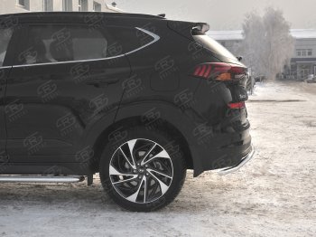 14 899 р. Защита заднего бампера (Ø42 мм волна, нержавейка) SLITKOFF Hyundai Tucson TL рестайлинг (2018-2021)  с доставкой в г. Горно‑Алтайск. Увеличить фотографию 2