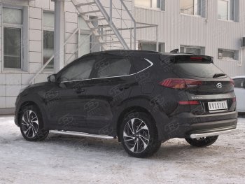 14 899 р. Защита заднего бампера (Ø63 мм, нержавейка) SLITKOFF  Hyundai Tucson  TL (2018-2021) рестайлинг  с доставкой в г. Горно‑Алтайск. Увеличить фотографию 2