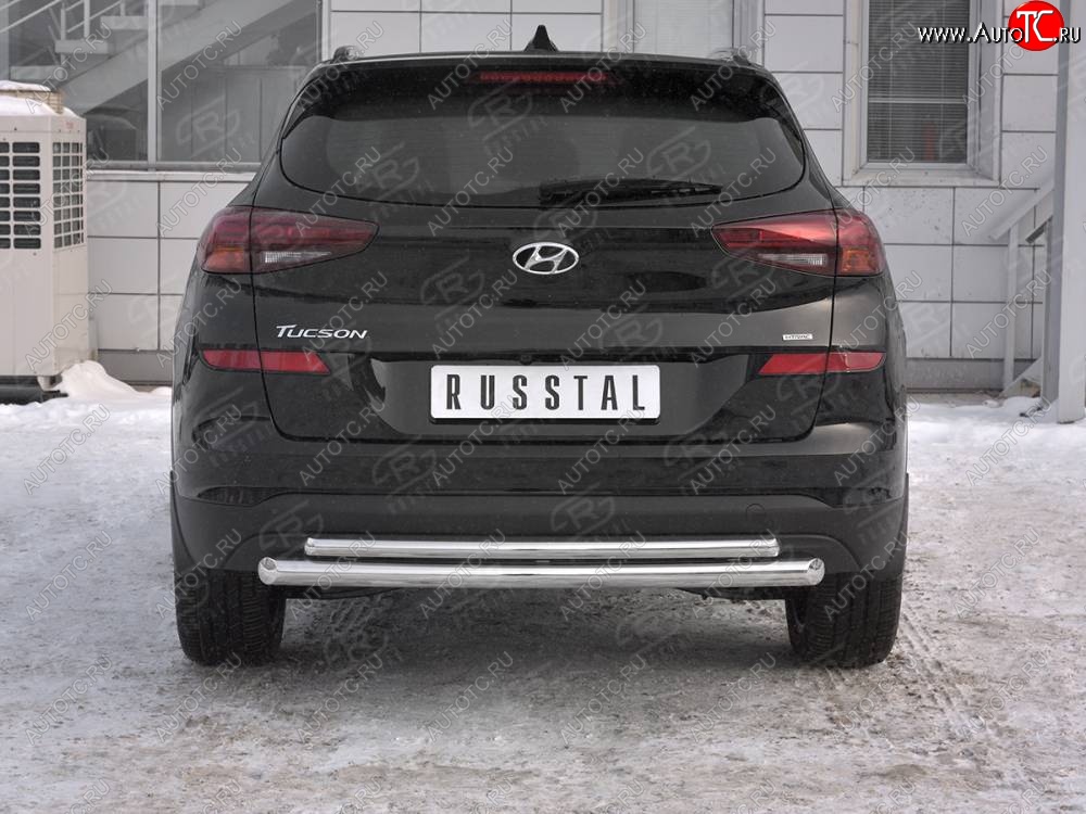 16 999 р. Защита заднего бампера (Ø63/42 мм, нержавейка) SLITKOFF  Hyundai Tucson  TL (2018-2021) рестайлинг  с доставкой в г. Горно‑Алтайск