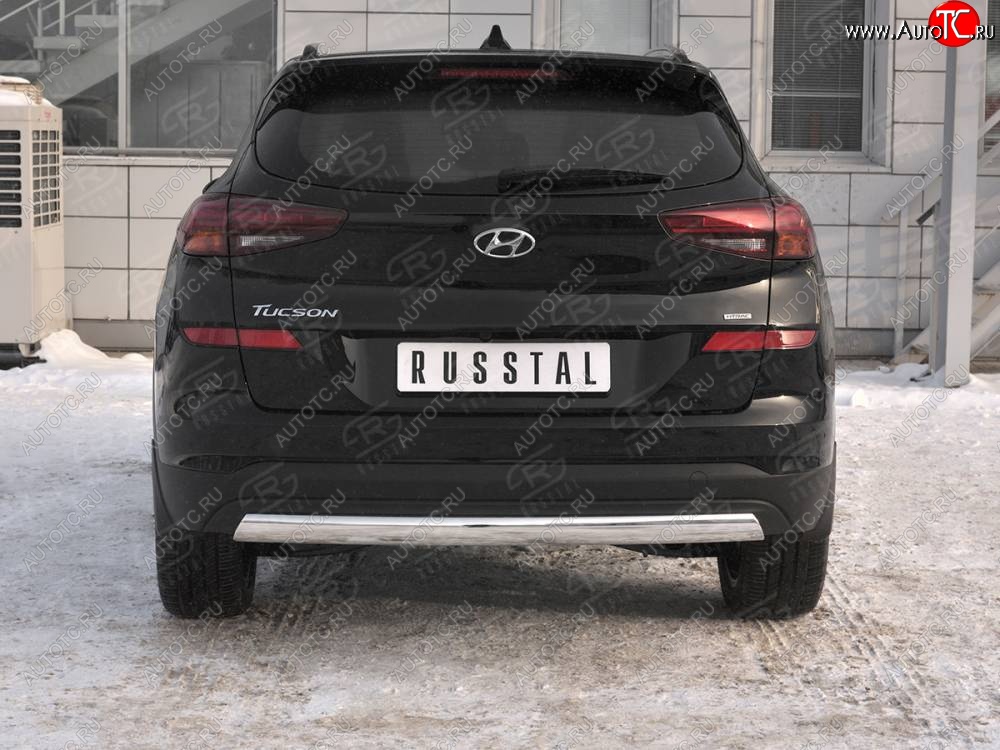 14 999 р. Защита заднего бампера (Ø75x42 мм, нержавейка) Russtal Hyundai Tucson TL рестайлинг (2018-2021)  с доставкой в г. Горно‑Алтайск