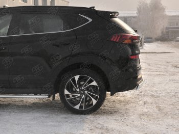 14 999 р. Защита заднего бампера (Ø75x42 мм, нержавейка) Russtal Hyundai Tucson TL рестайлинг (2018-2021)  с доставкой в г. Горно‑Алтайск. Увеличить фотографию 3