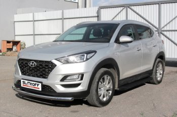 19 449 р. Пороги алюминиевые Slitkoff Hyundai Tucson TL рестайлинг (2018-2021) (Optima Black )  с доставкой в г. Горно‑Алтайск. Увеличить фотографию 2