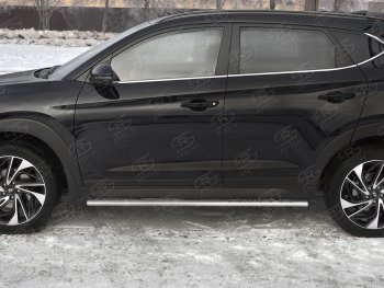 21 749 р. Защита порогов (Ø75x42 мм с проступью, нержавейка) Russtal Hyundai Tucson TL рестайлинг (2018-2021)  с доставкой в г. Горно‑Алтайск. Увеличить фотографию 2