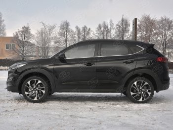 21 749 р. Защита порогов (Ø75x42 мм с проступью, нержавейка) Russtal Hyundai Tucson TL рестайлинг (2018-2021)  с доставкой в г. Горно‑Алтайск. Увеличить фотографию 3