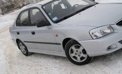 4 099 р. Пороги накладки Style  Hyundai Accent  седан ТагАЗ (2001-2012) (Неокрашенные)  с доставкой в г. Горно‑Алтайск. Увеличить фотографию 2