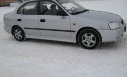 4 099 р. Пороги накладки Style  Hyundai Accent  седан ТагАЗ (2001-2012) (Неокрашенные)  с доставкой в г. Горно‑Алтайск. Увеличить фотографию 3