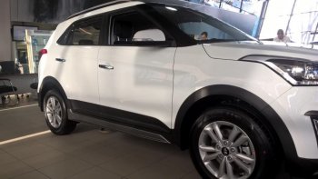 7 349 р. Пластиковые пороги АвтоКрат Hyundai Creta GS дорестайлинг (2015-2019) (Неокрашенные)  с доставкой в г. Горно‑Алтайск. Увеличить фотографию 2