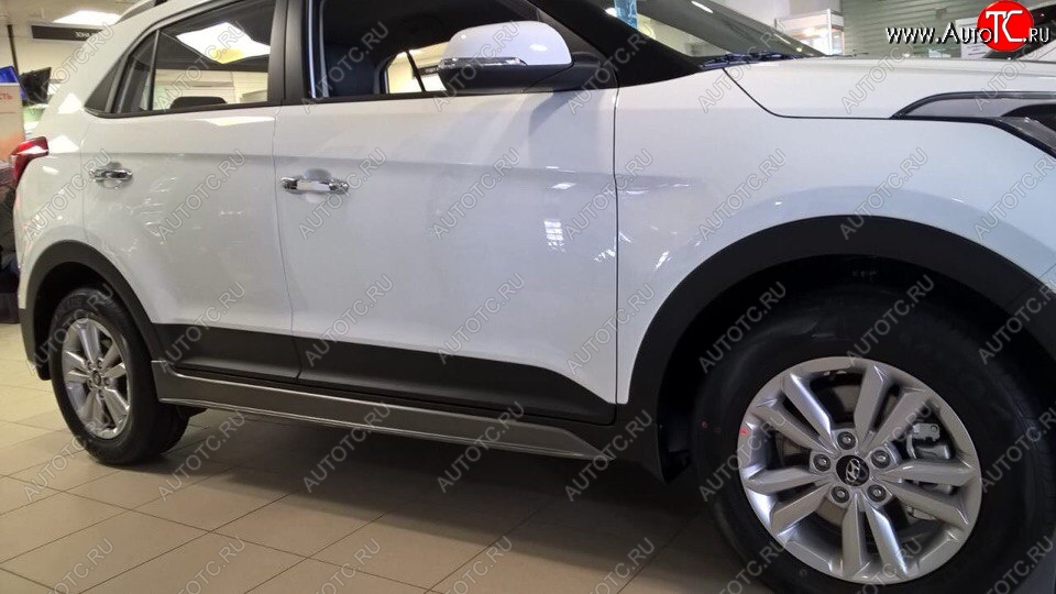 7 349 р. Пластиковые пороги АвтоКрат Hyundai Creta GS дорестайлинг (2015-2019) (Неокрашенные)  с доставкой в г. Горно‑Алтайск