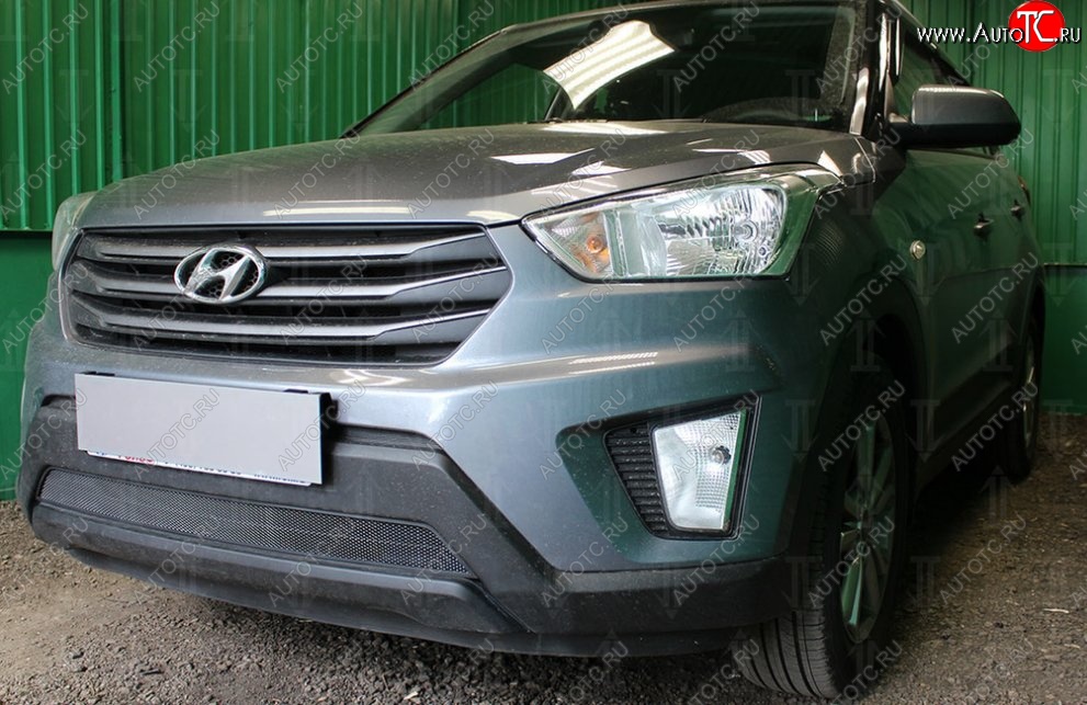 1 469 р. Защитная сетка на бампер Russtal (черная) Hyundai Creta GS дорестайлинг (2015-2019)  с доставкой в г. Горно‑Алтайск