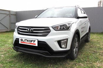 Защита переднего бампер из трубы d57 Slitkoff (волна) Hyundai Creta GS дорестайлинг (2015-2019)