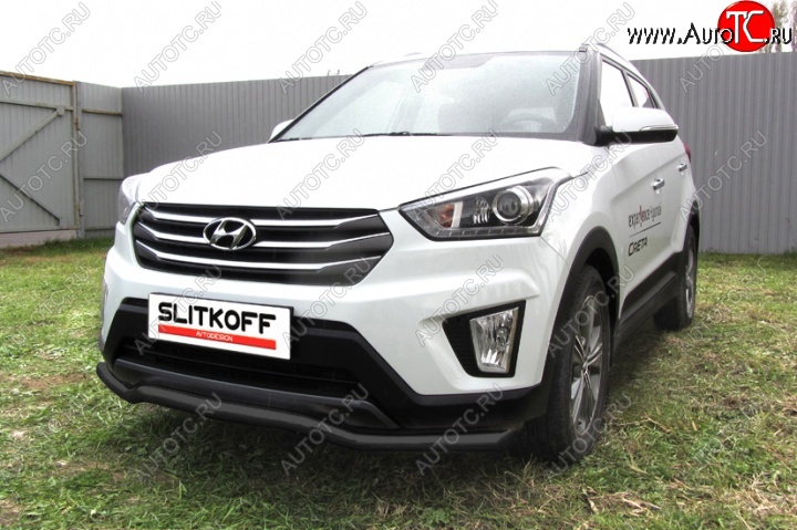 8 849 р. Защита переднего бампер из трубы d57 Slitkoff (волна) Hyundai Creta GS дорестайлинг (2015-2019) (Цвет: серебристый)  с доставкой в г. Горно‑Алтайск