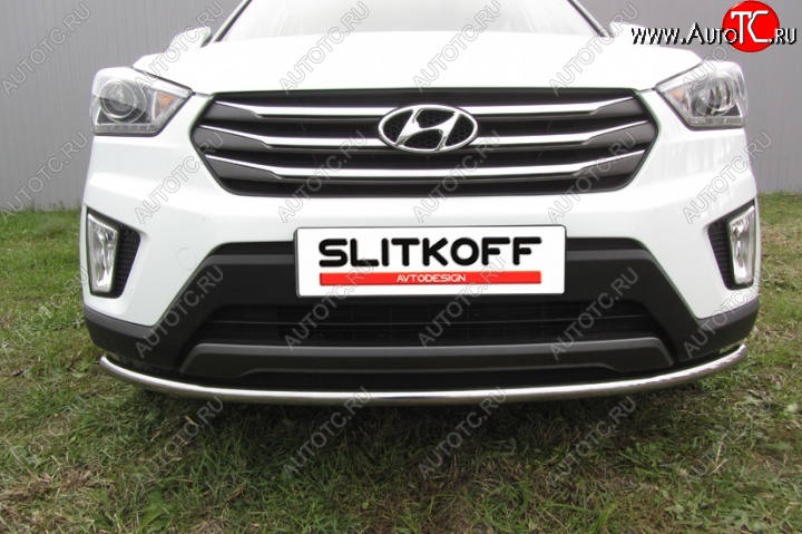 10 749 р. Одинарная защита переднего бампера диаметром 42 мм Slitkoff Hyundai Creta GS дорестайлинг (2015-2019) (Нержавейка, Полированная)  с доставкой в г. Горно‑Алтайск