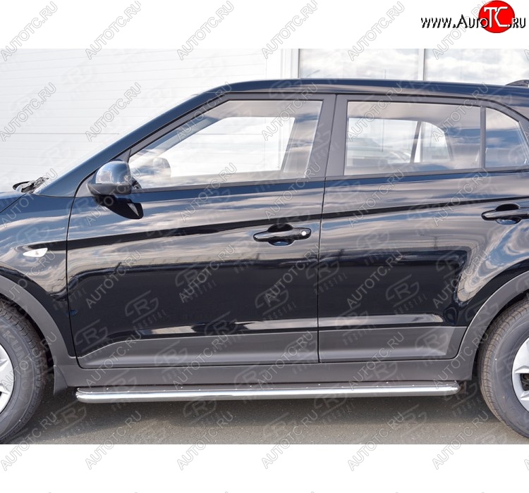 38 999 р. Порожки для ног (труба Ø42) SLITKOFF Hyundai Creta GS дорестайлинг (2015-2019) (Вариант 3 (лист нерж, проф. нерж))  с доставкой в г. Горно‑Алтайск