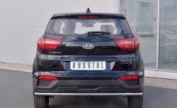 Защита заднего бампера (Ø42 мм, нержавейка) SLITKOFF Hyundai Creta GS дорестайлинг (2015-2019)