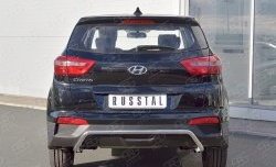 Защита заднего бампера (Ø42 мм с изгибом под машину, нержавейка) SLITKOFF Hyundai Creta GS дорестайлинг (2015-2019)