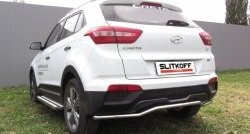 10 999 р. Защита заднего бампера из изогнутой трубы диаметром 42 мм Slitkoff  Hyundai Creta  GS (2015-2021) дорестайлинг, рестайлинг (Нержавейка, Полированная)  с доставкой в г. Горно‑Алтайск. Увеличить фотографию 1