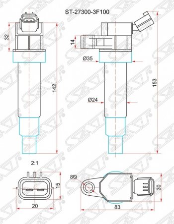 859 р. Катушка зажигания SAT Hyundai IX35 LM рестайлинг (2013-2018)  с доставкой в г. Горно‑Алтайск. Увеличить фотографию 1