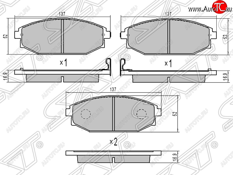 1 059 р. Колодки тормозные SAT (передние)  Hyundai Galloper (1998-2003), KIA Sorento  BL (2002-2010), Mitsubishi Pajero ( 2 V30/V40 5 дв.,  2 V20,  2 V30/V40) (1991-1999)  с доставкой в г. Горно‑Алтайск