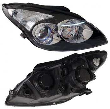 Передняя фара SAT (правая, черная) Hyundai I30  FD (2007-2010) хэтчбек дорестайлинг