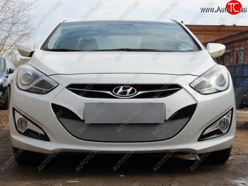 1 539 р. Защитная сетка на бампер Russtal (хром) Hyundai I40 1 VF дорестайлинг седан (2011-2015)  с доставкой в г. Горно‑Алтайск