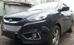 2 199 р. Сетка на бампер Russtal (хром) Hyundai IX35 LM дорестайлинг (2009-2013)  с доставкой в г. Горно‑Алтайск. Увеличить фотографию 2