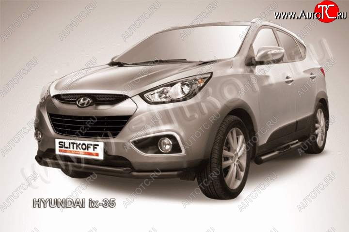 11 399 р. Защита переднего бампера из труб d57+d42 Slitkoff Hyundai IX35 LM дорестайлинг (2009-2013) (Цвет: серебристый)  с доставкой в г. Горно‑Алтайск