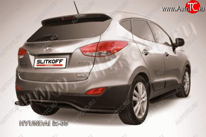 10 199 р. Защита заднего бампера из трубы d57 Slitkoff (волна) Hyundai IX35 LM рестайлинг (2013-2018) (Цвет: серебристый)  с доставкой в г. Горно‑Алтайск