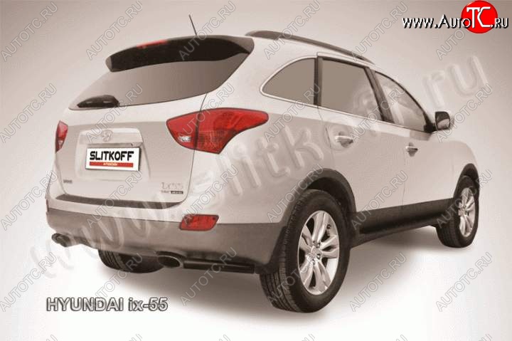 4 949 р. Защита заднего бампера из уголков d57 Slitkoff Hyundai IX55 EN (2006-2013) (Цвет: серебристый)  с доставкой в г. Горно‑Алтайск