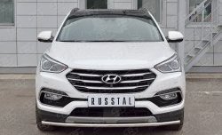 Защита переднего бампера (Ø42 мм, нержавейка, Premium) SLITKOFF Hyundai Santa Fe DM рестайлинг (2015-2019)