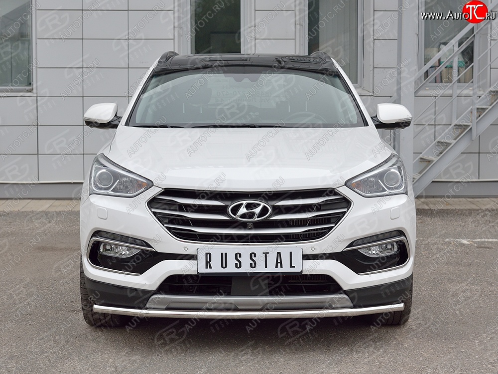 15 499 р. Защита переднего бампера (Ø42 мм, нержавейка, Premium) SLITKOFF Hyundai Santa Fe DM рестайлинг (2015-2019)  с доставкой в г. Горно‑Алтайск