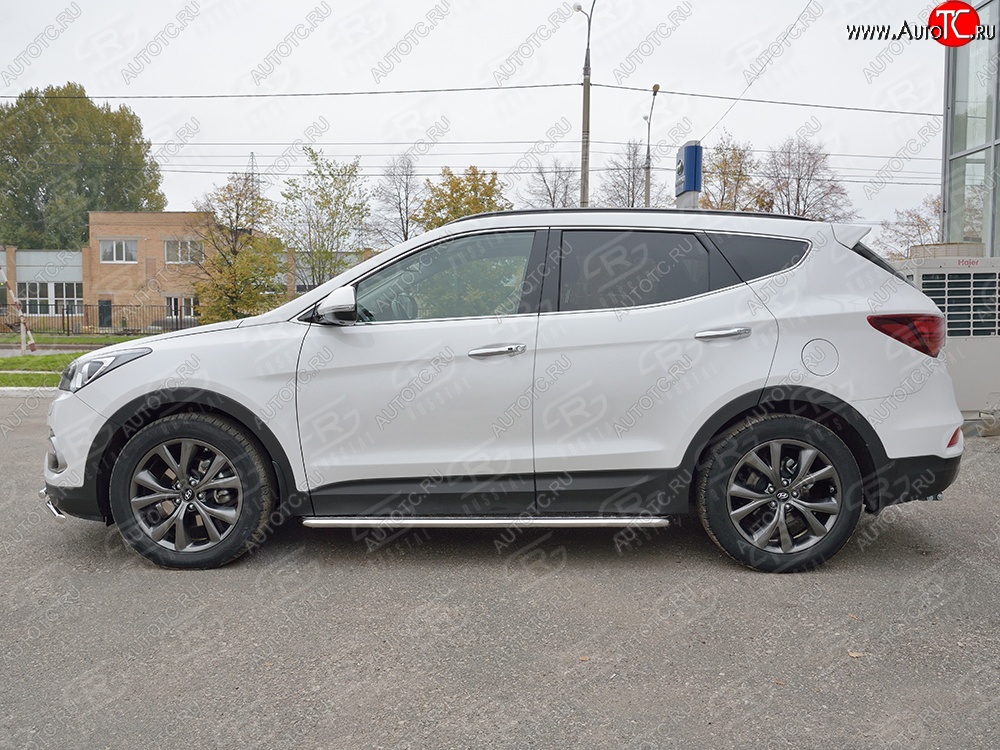 26 999 р. Широкая защита порогов с трубой диаметром 42 мм Premium SLITKOFF Hyundai Santa Fe DM рестайлинг (2015-2019)  с доставкой в г. Горно‑Алтайск