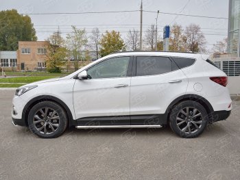 25 999 р. Защита порогов из круглой трубы диаметром 63 мм PREMIUM SLITKOFF v2 Hyundai Santa Fe DM рестайлинг (2015-2019)  с доставкой в г. Горно‑Алтайск. Увеличить фотографию 2