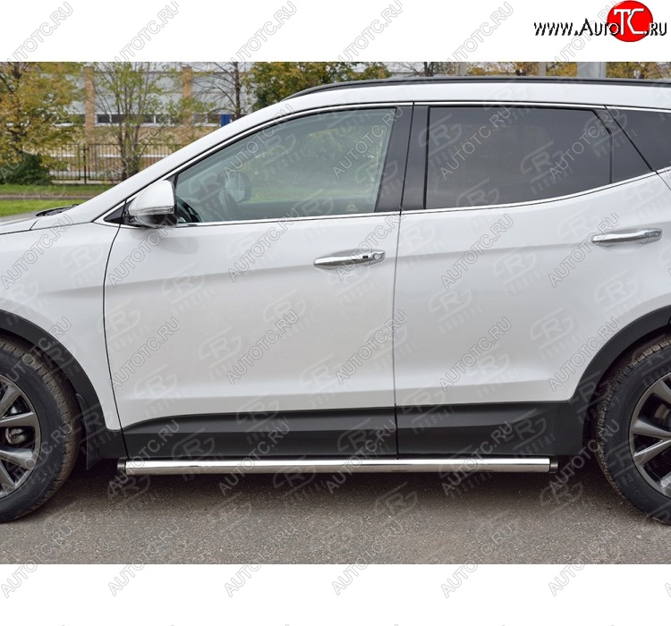 25 999 р. Защита порогов из круглой трубы диаметром 63 мм PREMIUM SLITKOFF v2 Hyundai Santa Fe DM рестайлинг (2015-2019)  с доставкой в г. Горно‑Алтайск