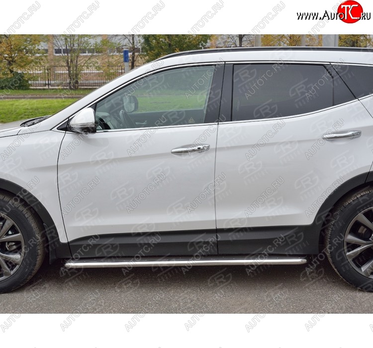 38 999 р. Широкая защита порогов с трубой диаметром 42 мм PREMIUM SLITKOFF v3 Hyundai Santa Fe DM рестайлинг (2015-2019)  с доставкой в г. Горно‑Алтайск