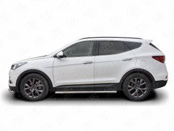 Защита порогов из круглой трубы диаметром 63 мм PREMIUM SLITKOFF v3 Hyundai Santa Fe DM рестайлинг (2015-2019)