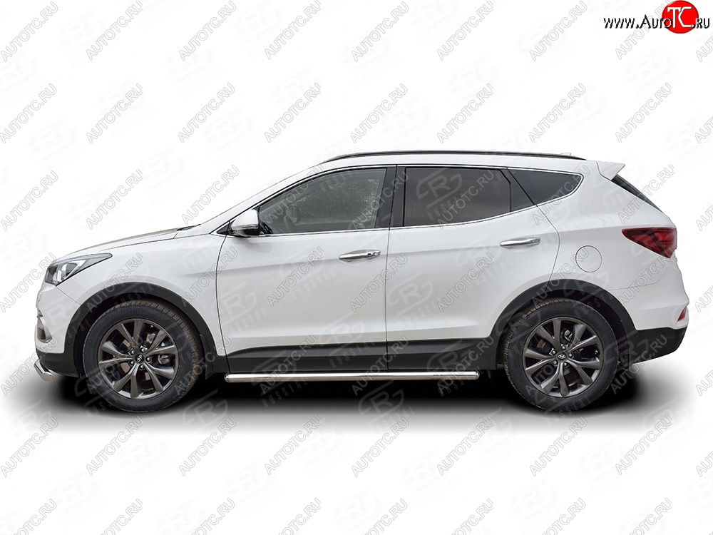 27 999 р. Защита порогов из круглой трубы диаметром 63 мм PREMIUM SLITKOFF v3 Hyundai Santa Fe DM рестайлинг (2015-2019)  с доставкой в г. Горно‑Алтайск