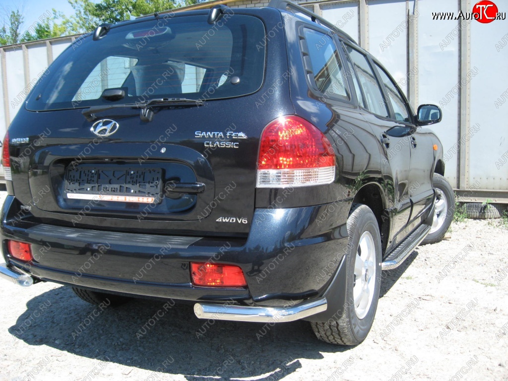 5 699 р. Защита заднего бампера из уголков d57 Slitkoff Hyundai Santa Fe SM (2000-2012) (Цвет: серебристый)  с доставкой в г. Горно‑Алтайск