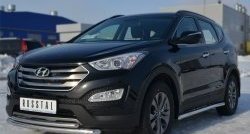 17 999 р. Защита переднего бампера (2 трубыØ63 и 42 мм, нержавейка) SLITKOFF  Hyundai Santa Fe  DM (2012-2016) дорестайлинг  с доставкой в г. Горно‑Алтайск. Увеличить фотографию 4