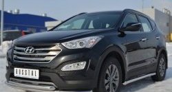 18 699 р. Защита переднего бампера (2 трубыØ63 мм, нержавейка) SLITKOFF  Hyundai Santa Fe  DM (2012-2016) дорестайлинг  с доставкой в г. Горно‑Алтайск. Увеличить фотографию 4