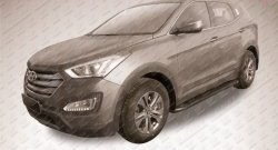 19 449 р. Алюминиевые пороги Slitkoff Optima Black Hyundai Santa Fe DM дорестайлинг (2012-2016)  с доставкой в г. Горно‑Алтайск. Увеличить фотографию 2