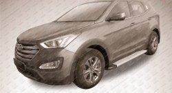 13 349 р. Алюминиевые пороги Slitkoff Optima Silver  Hyundai Santa Fe  DM (2012-2016) дорестайлинг  с доставкой в г. Горно‑Алтайск. Увеличить фотографию 2