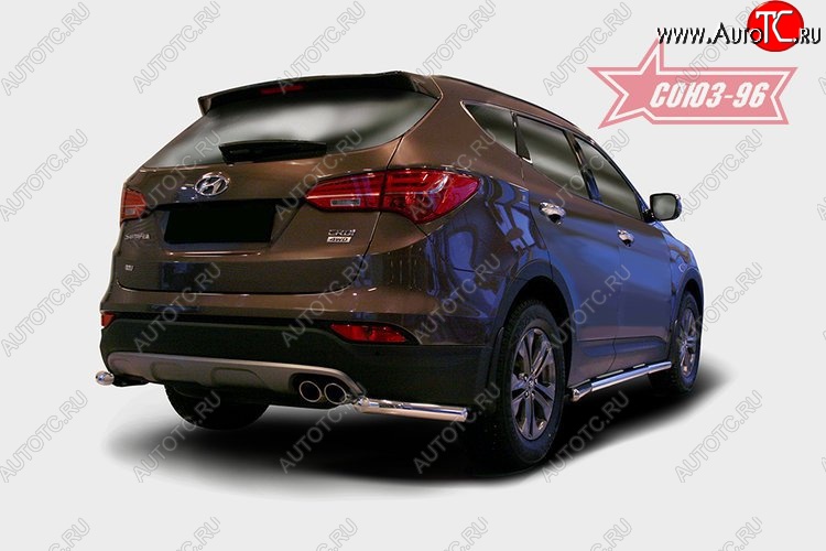 9 539 р. Защита заднего бампера из боковых уголков Souz-96 (d60) Hyundai Santa Fe DM дорестайлинг (2012-2016)  с доставкой в г. Горно‑Алтайск